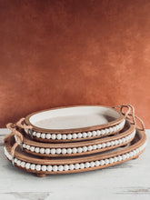 Load image into Gallery viewer, Beaded wood tray with rope handles - Set of 3