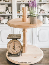 Load image into Gallery viewer, Tiered Tray- Round, Unfinished Wood, Farmhouse Centerpiece, Riser, Stand