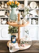 Load image into Gallery viewer, Tiered Tray- Round, Unfinished Wood, Farmhouse Centerpiece, Riser, Stand