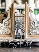 Load image into Gallery viewer, Stamped Book Stack - Vertical spooky silhouette, eerie scene with trees and crow