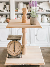 Load image into Gallery viewer, Tiered Tray- Square, Unfinished Wood, Farmhouse Centerpiece, Riser, Stand