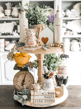 Load image into Gallery viewer, Tiered Tray- Round, Unfinished Wood, Farmhouse Centerpiece, Riser, Stand