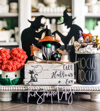 Load image into Gallery viewer, Stamped Book Stack - All Hallows Eve with black cat and full moon