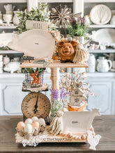 Load image into Gallery viewer, Tiered Tray- Square, Unfinished Wood, Farmhouse Centerpiece, Riser, Stand
