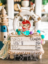 Load image into Gallery viewer, Stamped Book Stack - Under the Sea, Mermaid, Seahorse, Ariel