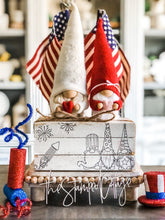 Load image into Gallery viewer, Stamped Book Stack - Fireworks gnomes, Fourth of July, USA, patriotic