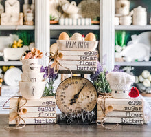 Load image into Gallery viewer, Stamped Book Stack - Eggs sugar flour butter