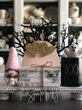 Load image into Gallery viewer, Stamped Book Stack - scary movies, pumpkins, murders, you know fall stuff - with full moon