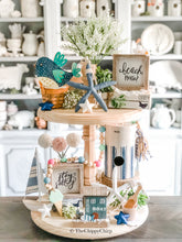 Load image into Gallery viewer, Tiered Tray- Round, Unfinished Wood, Farmhouse Centerpiece, Riser, Stand