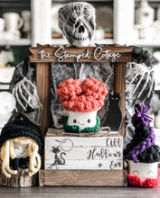 Load image into Gallery viewer, Stamped Book Stack - All Hallows Eve with black cat and full moon