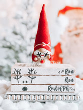 Load image into Gallery viewer, Stamped book stack - Run Run Rudolph, Reindeer