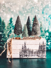Load image into Gallery viewer, Stamped Book Stack - Snowy forest, Christmas trees