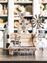 Load image into Gallery viewer, Stamped Book Stack - Farmhouse Cow, sheep, chicken