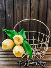 Load image into Gallery viewer, Rusty Metal Wire Basket with Real Touch Yellow Tulips