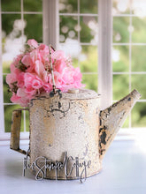 Load image into Gallery viewer, Gorgeous Chippy Galvanized Watering Can With Faux Florals
