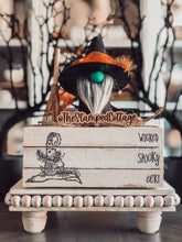Load image into Gallery viewer, Stamped Book Stack - wicked, spooky, eek with witch hat
