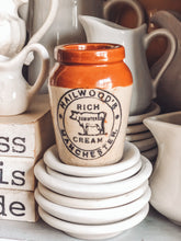 Load image into Gallery viewer, Vintage Ironstone Hailwoods Manchester Rich Cream Advertising Crock
