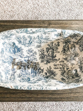 Load image into Gallery viewer, Found Antique Woven Basket with French toile cloth fabric insert
