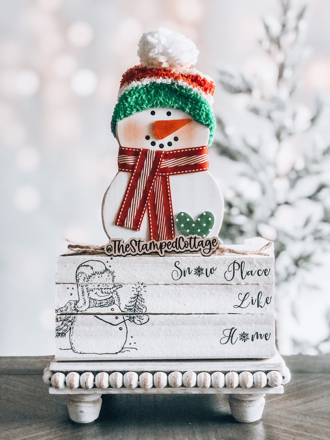 Stamped Book Stack - Snow place like home, snowman