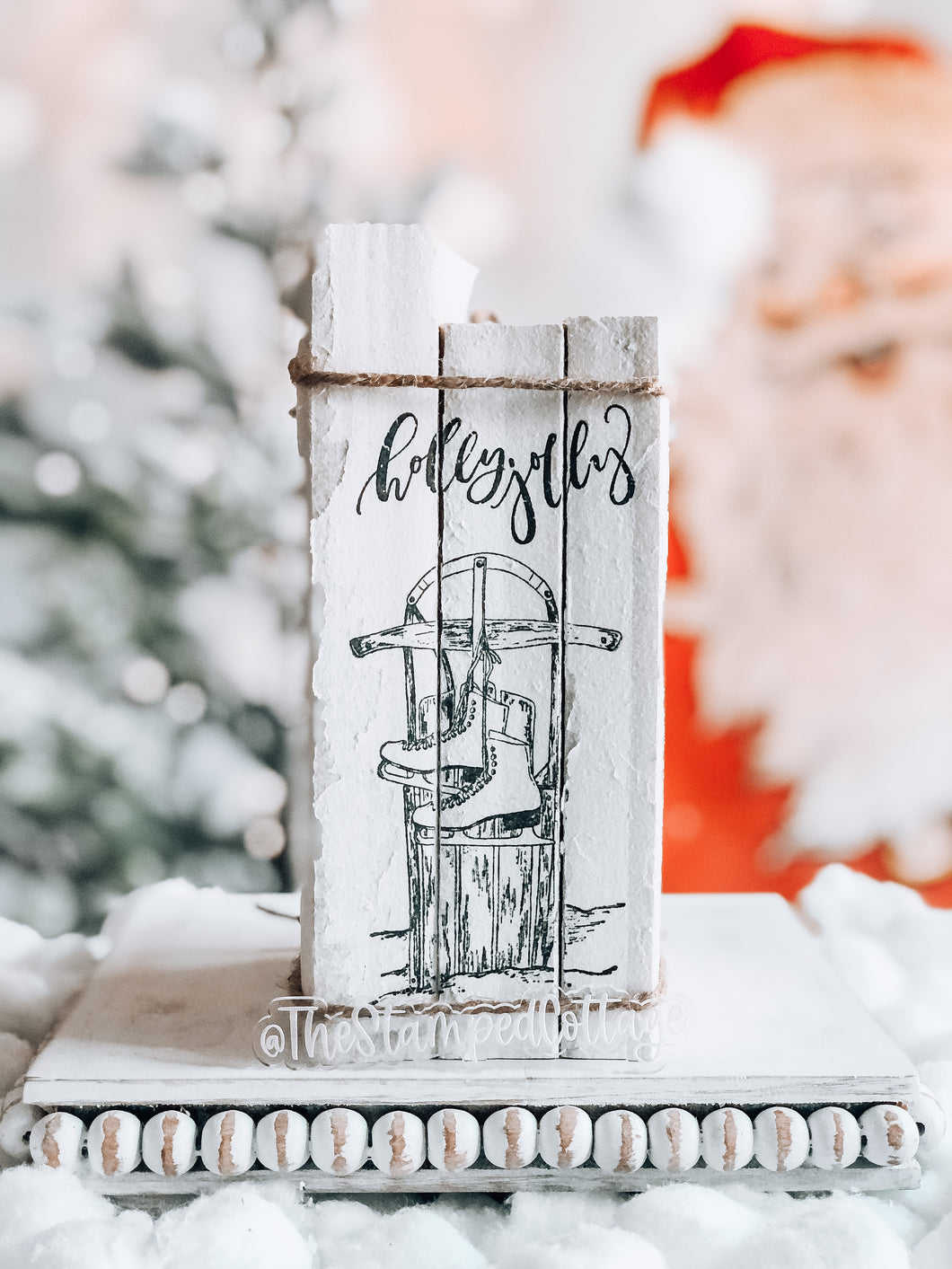 Stamped Book Stack - Vertical sled, ice skates, holly jolly
