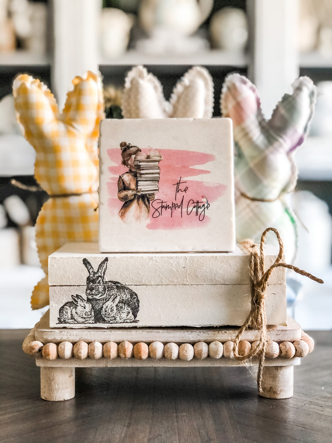 Stamped Book Stack - Bunny Trio