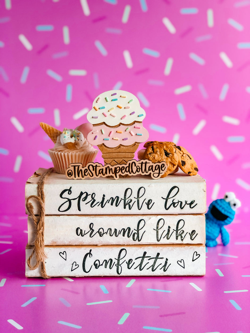 Stamped Book Stack - Sprinkle love around like Confetti