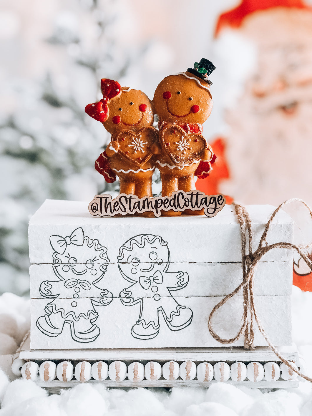 Stamped Book Stack - Gingerbread couple