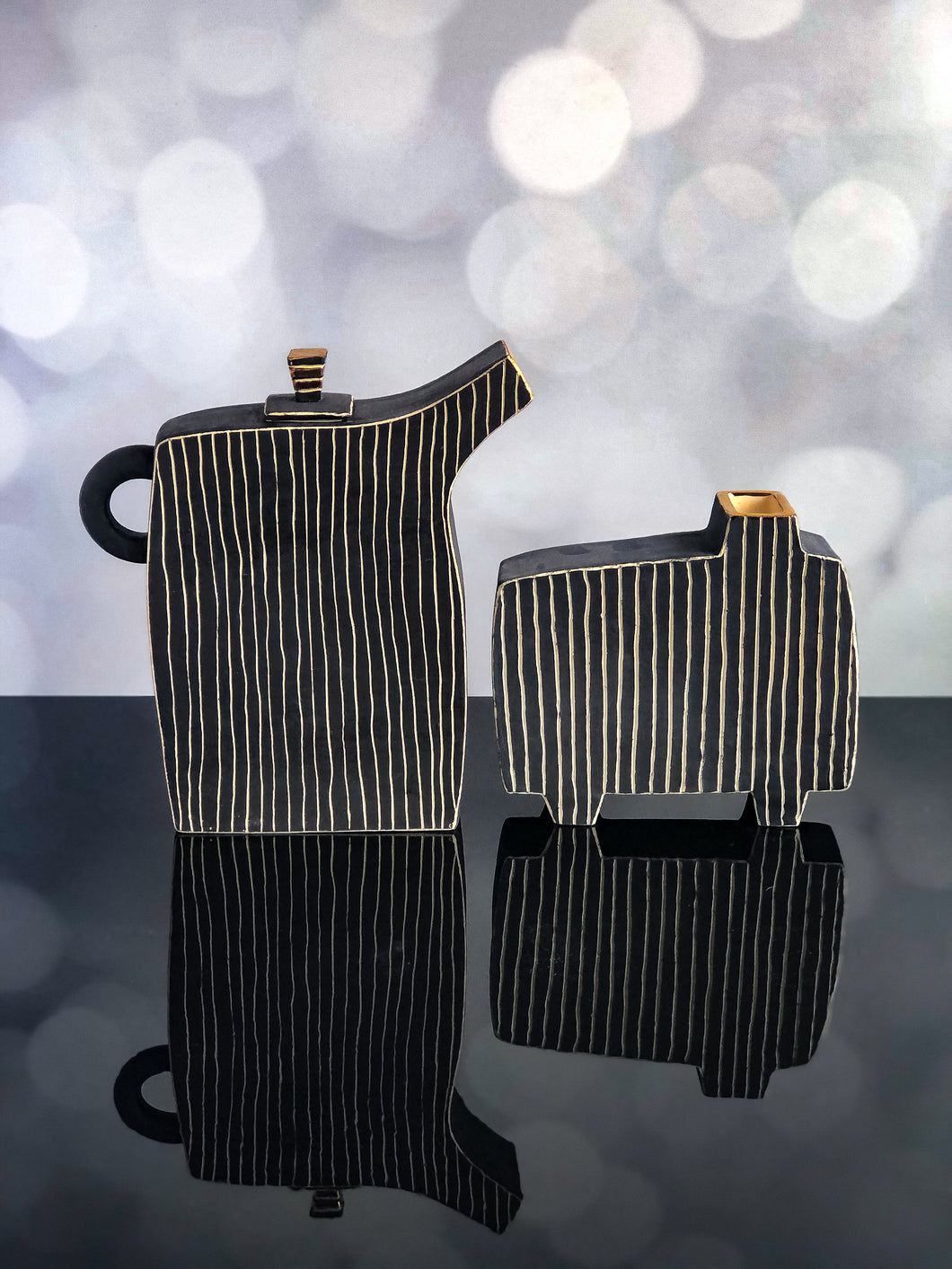 Susan Hanft Teapot and Vase Matching Set