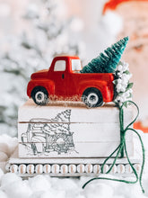 Load image into Gallery viewer, Stamped Book Stack - Red Truck, Christmas Tree, Wreath
