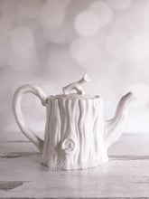 Load image into Gallery viewer, Beautiful White Faux Bois Porcelain Teapot

