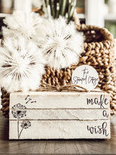 Load image into Gallery viewer, Stamped Book Stack - Make a wish with a fuzzy dandelion
