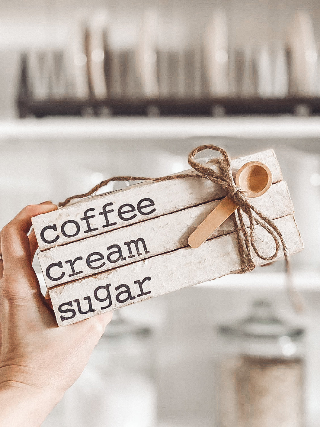 Stamped Book Stack - Coffee cream sugar