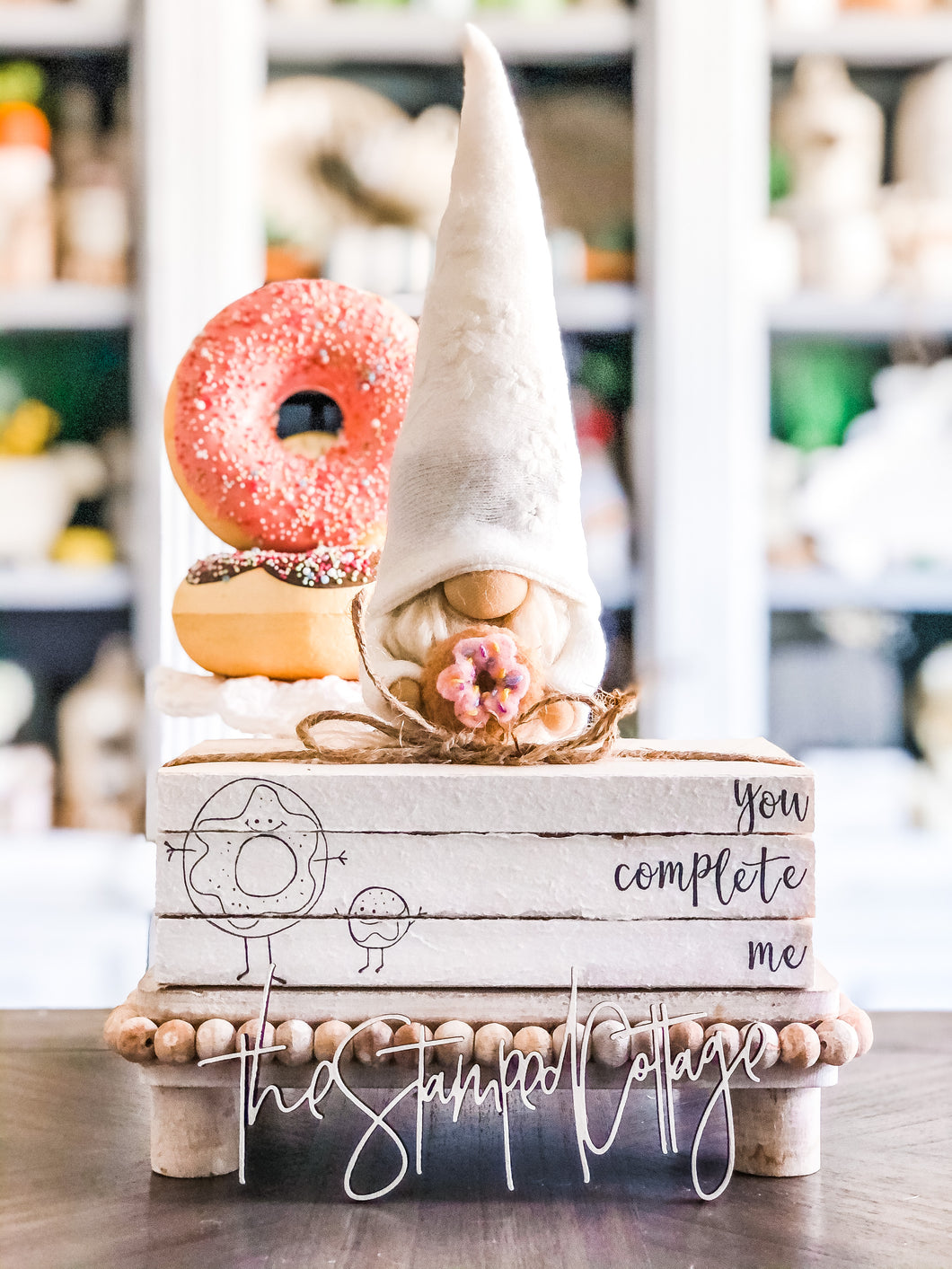 Stamped Book Stack - you complete me with donut and donut hole
