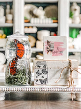 Load image into Gallery viewer, Stamped Book Stack - butterflies in a mason jar
