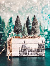 Load image into Gallery viewer, Stamped Book Stack - Snowy forest, Christmas trees
