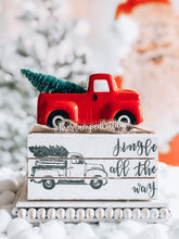 Load image into Gallery viewer, Stamped Book Stack - jingle all the way, truck, Christmas tree
